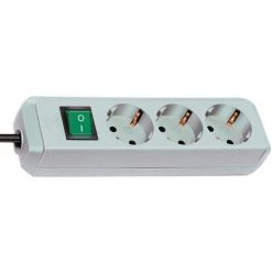 Brennenstuhl Eco-Line Avec Interrupteur 3 Prises Gris Clair 1,5 M H05VV-F 3G1,5 - 1152350015