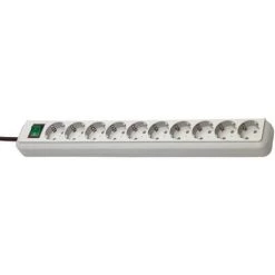 BRENNENSTUHL Multiprises Eco-Line 10 Voies 3.00 M Gris - Le Contact De Protection - Blanc