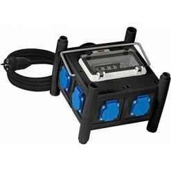 Brennenstuhl Coffret De Chantier BD 6M/16, Avec 6 Prises à Clapet Et 5m De Câble (IP44), Fabrication Française